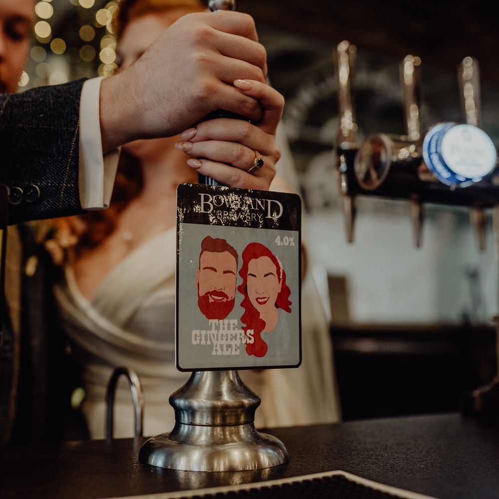 Bespoke beer at Holmes Mill Brewery wedding 
