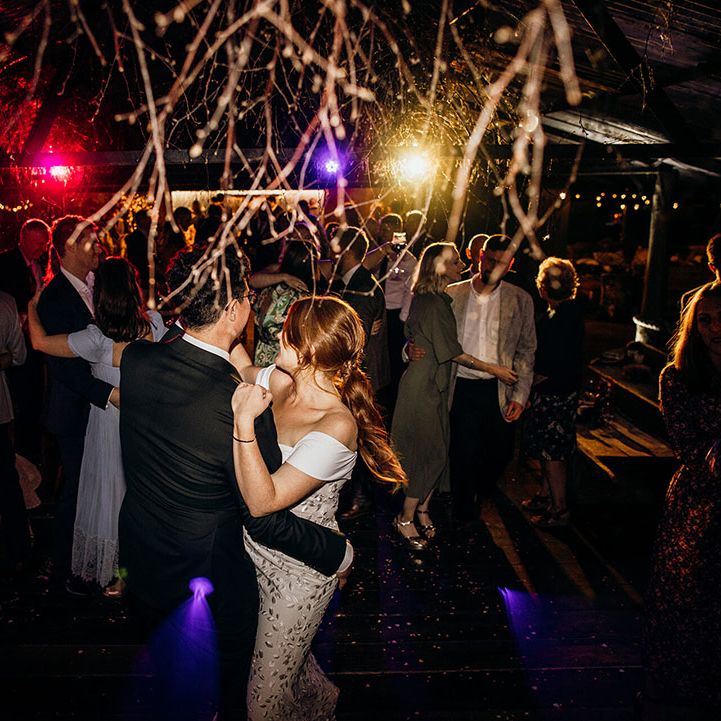 Bride & groom dance at The Dreys during wedding reception 