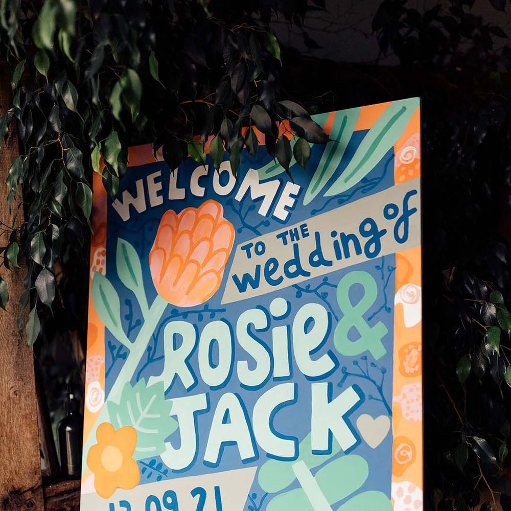 Vibrant wedding welcome sign 