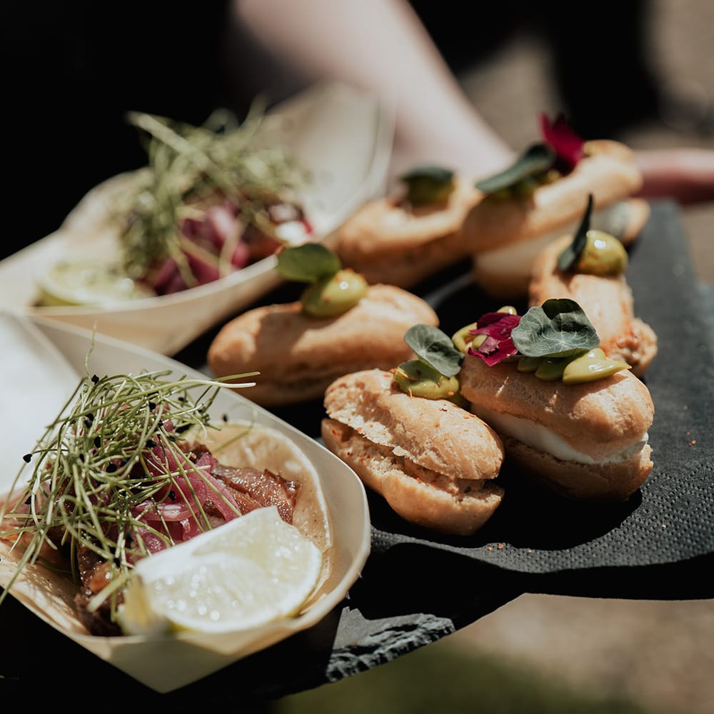 Wedding food and canapés for the guests 