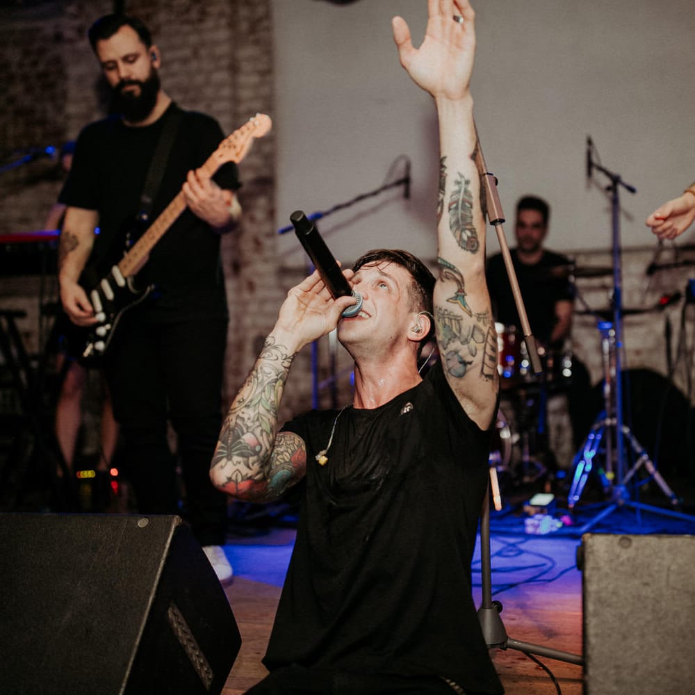 The couple had a live rock band for their wedding reception