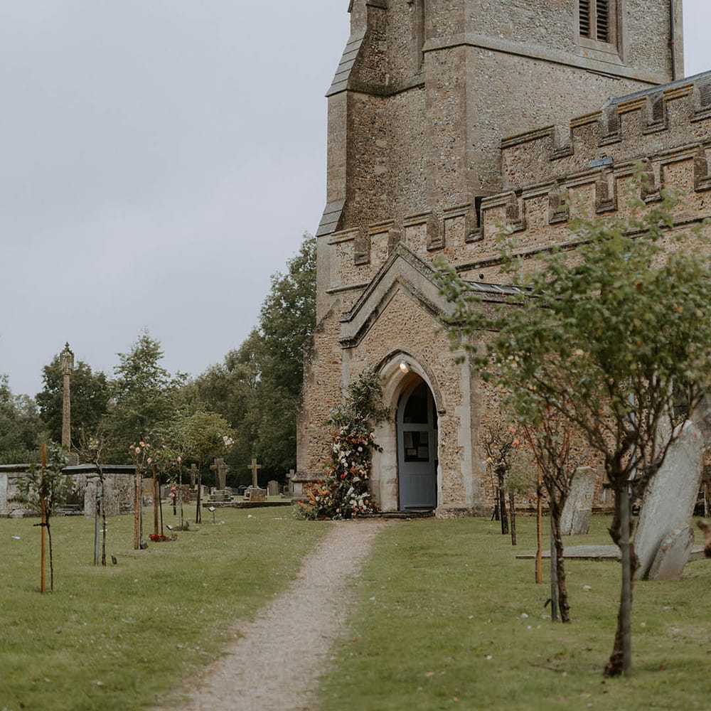 Autumn wedding with church ceremony