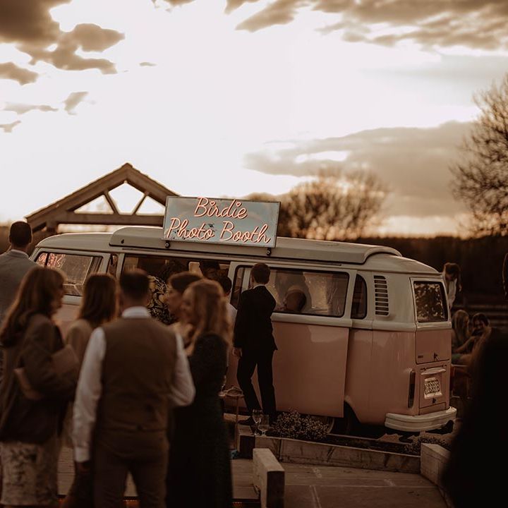 Pink camper van photobooth wedding entertainment 
