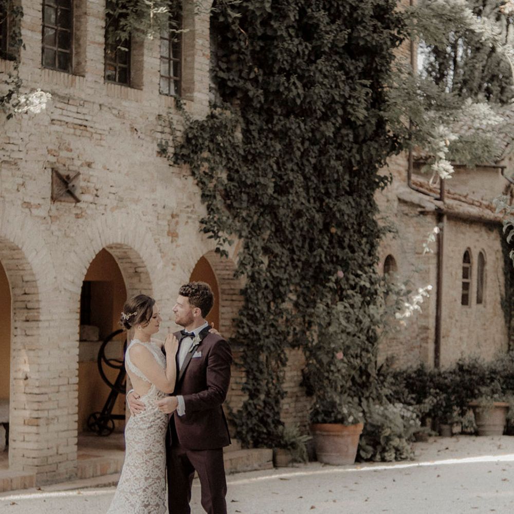 Ethereal destination wedding with bride in long sleeve lace wedding dress from Grace Loves Lace 