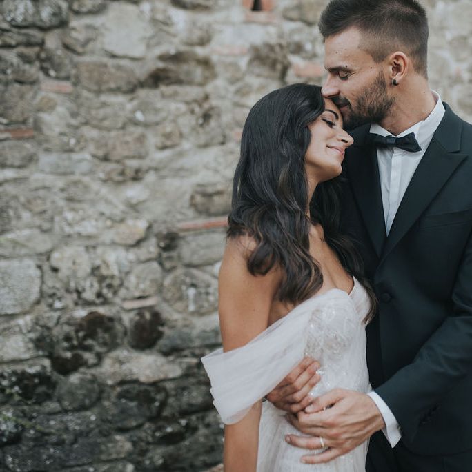 Intimate bride and groom portrait at Tuscany Elopement 