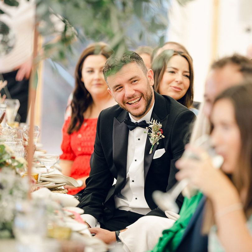 Black tie wedding in marquee