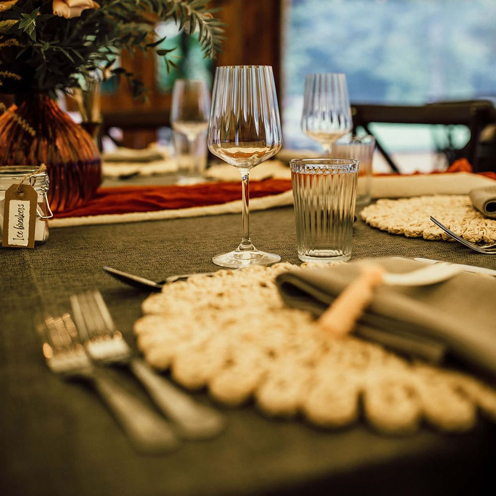 Rustic tablescape with dried floral arrangements 