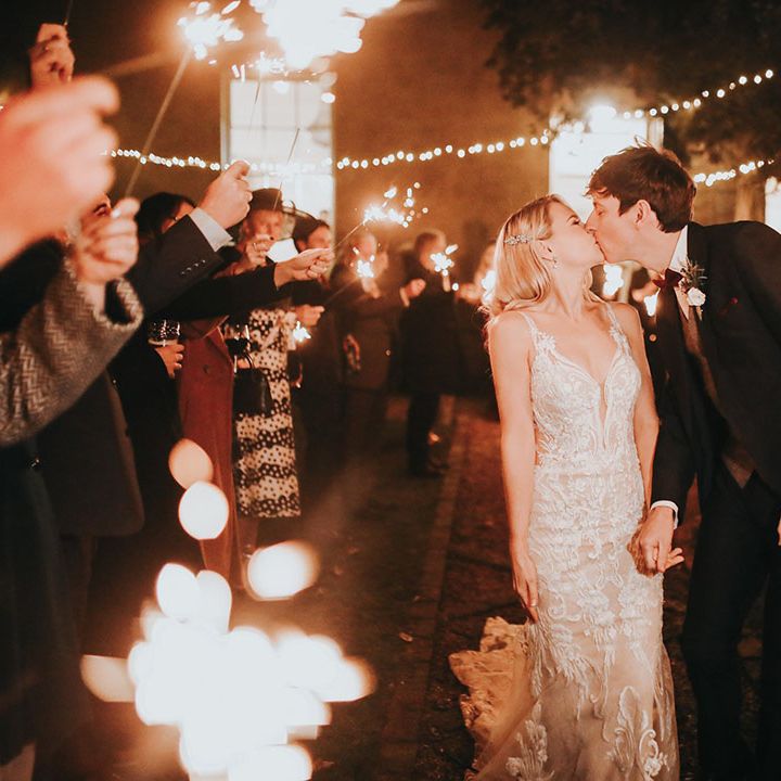 Sparkler send off for festive wedding during December 