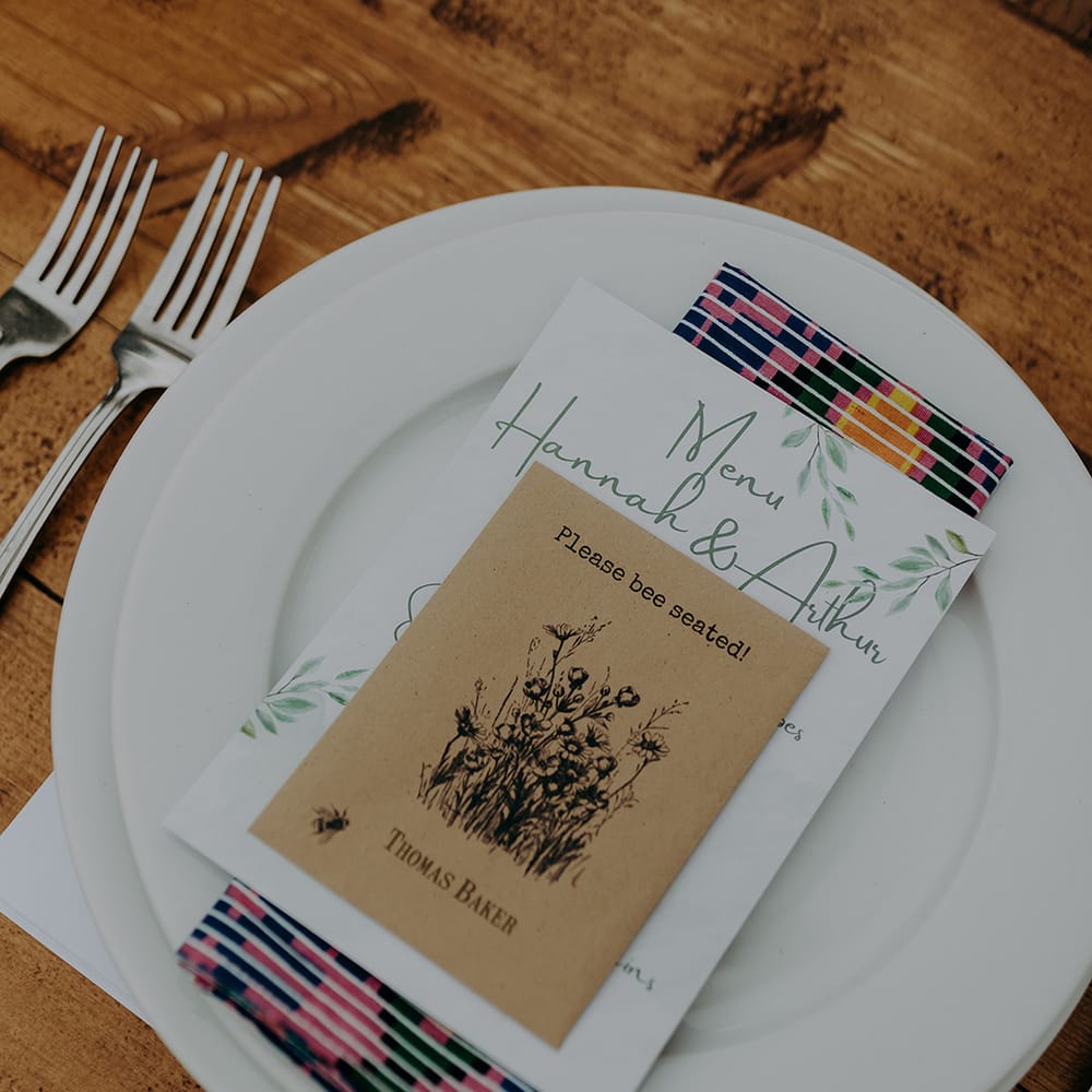 Botanical themed place setting with menu