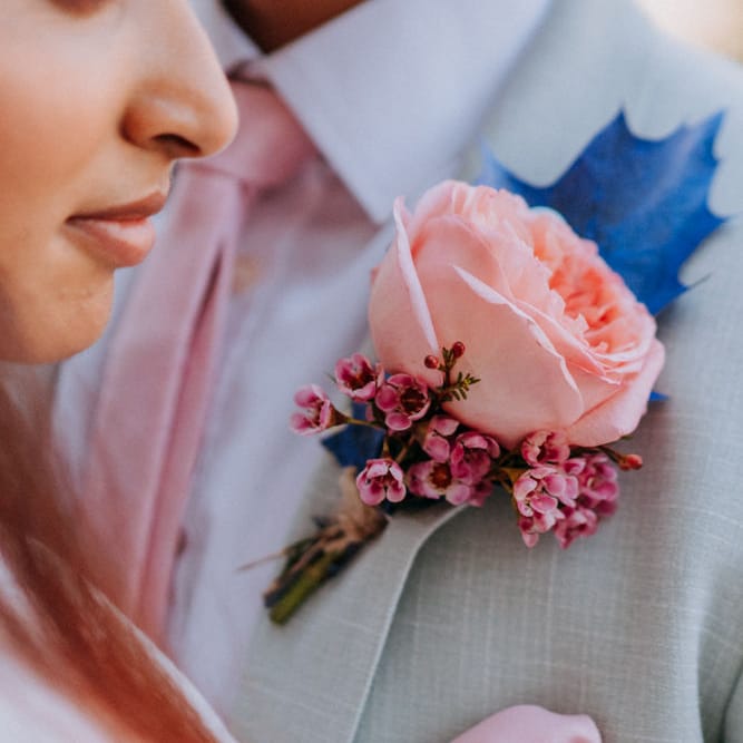 Peach buttonhole 