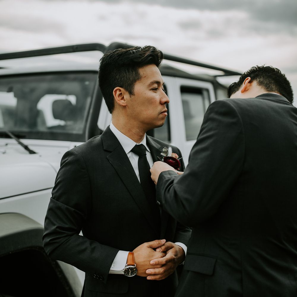 Groom before wedding ceremony