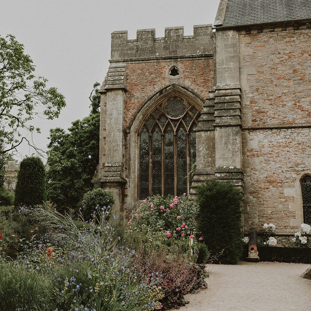 Seasonal flowers in the gardens at Bishop's Palace Wells in Somerset 