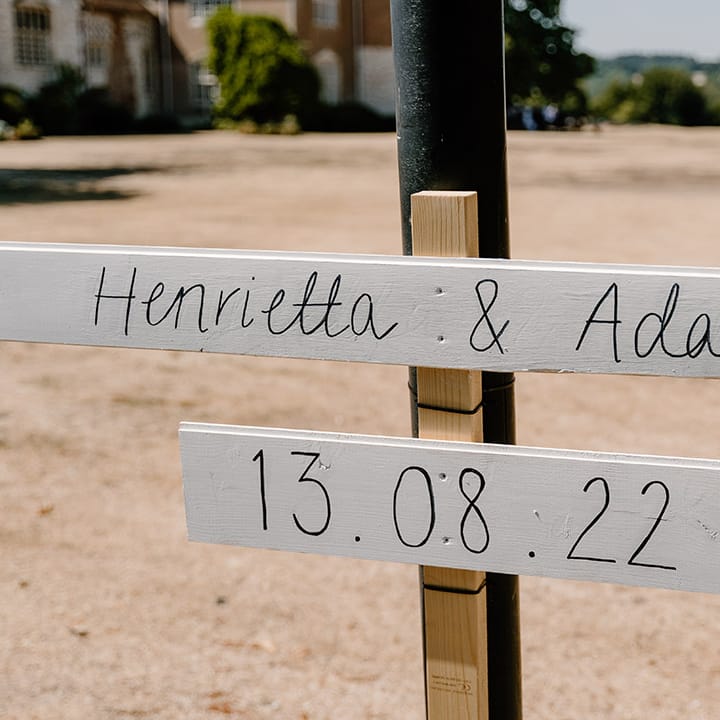 Wedding sign with black writing 