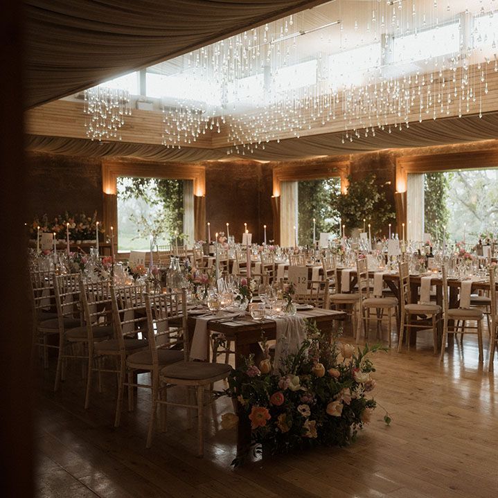 Elmore Court in Gloucestershire wedding venue with pretty pink decorations 