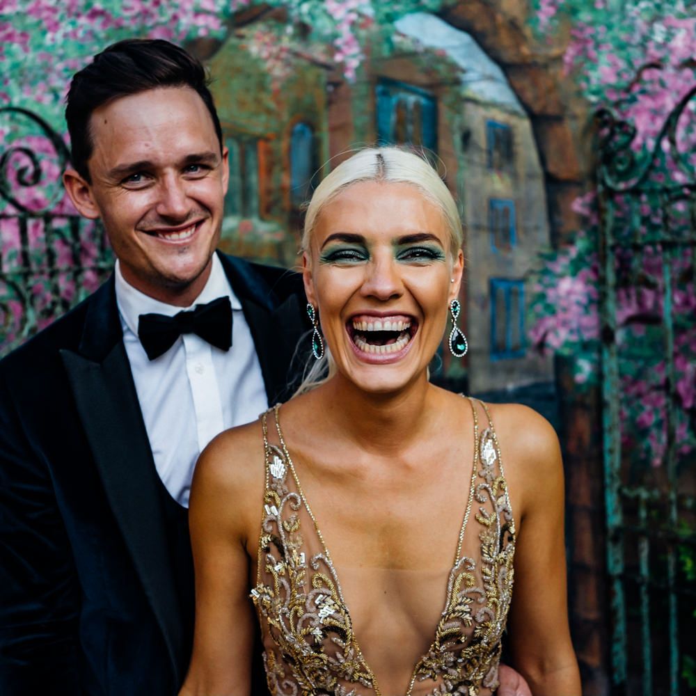 Huge smiles for bride and groom at South Africa wedding