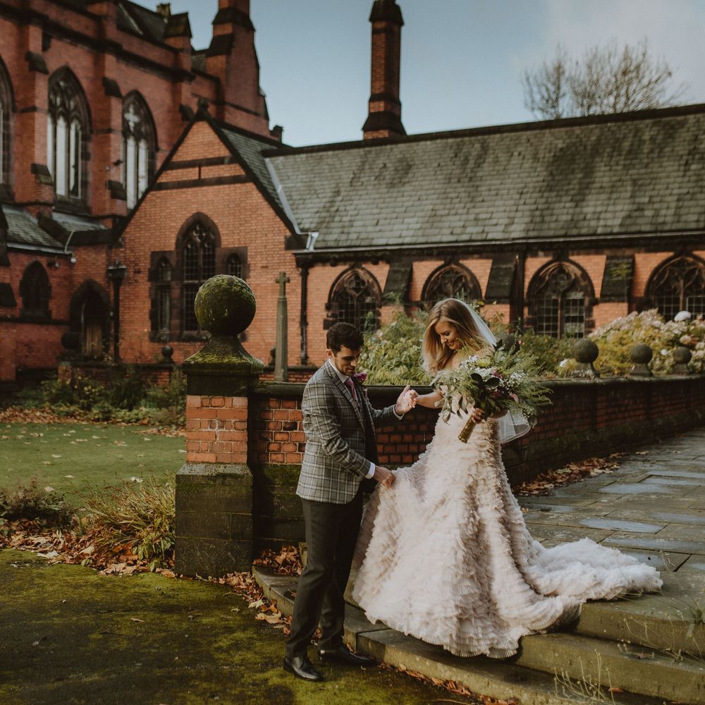 Watters blush wedding dress 