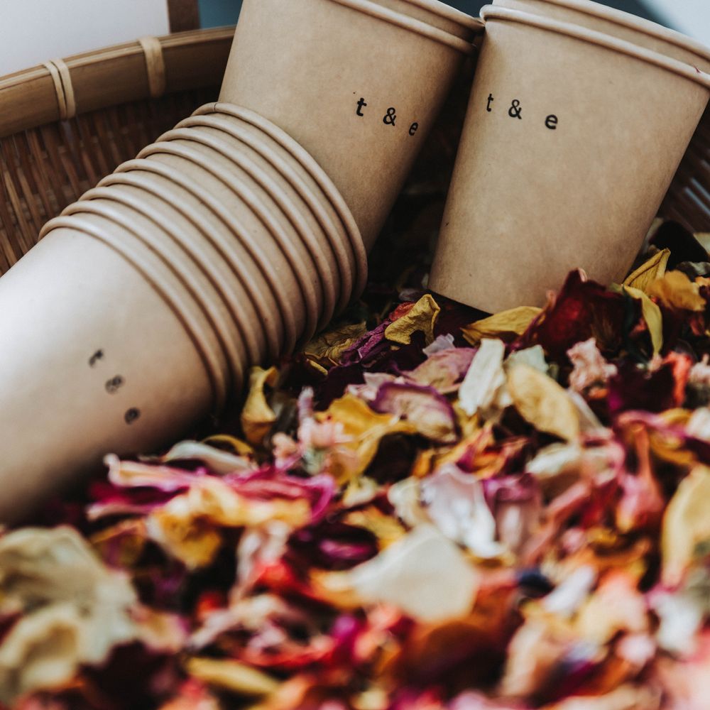 Hand dried confetti complete with hand pressed cups