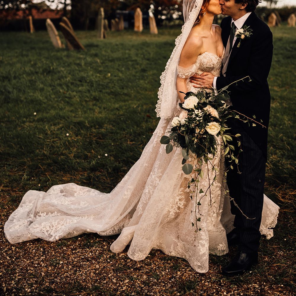 Large bouquet for bride at romantic wedding