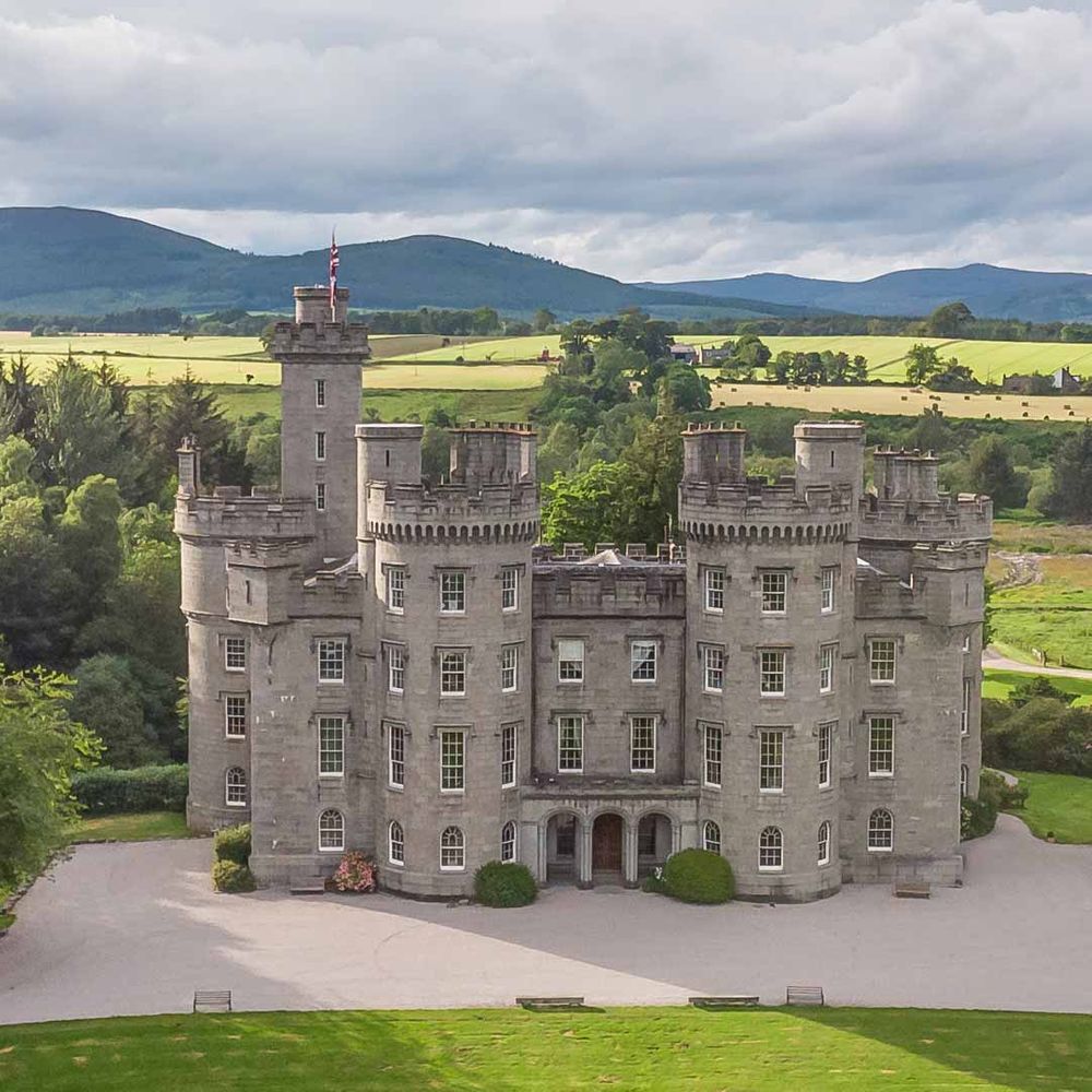 Exterior shot of Cluny Castle wedding venues Scotland 