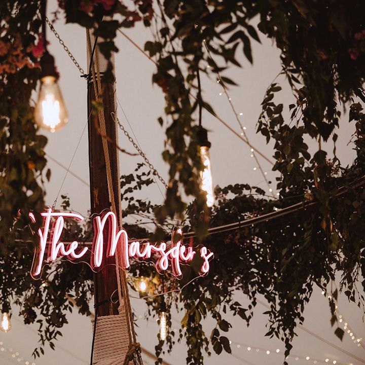Custom pink neon wedding sign 