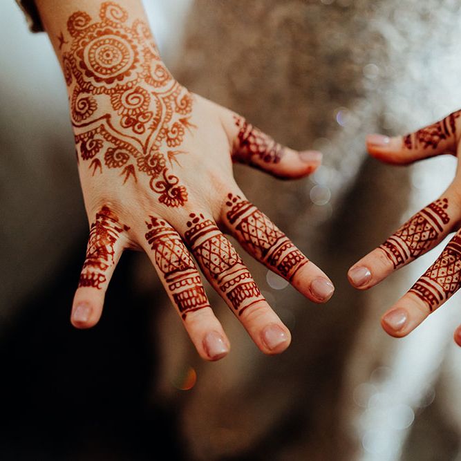 Bride showcases her traditional Henna on the morning of her wedding day