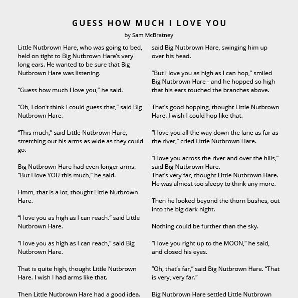 Guess How Much I Love You by Sam McBratney