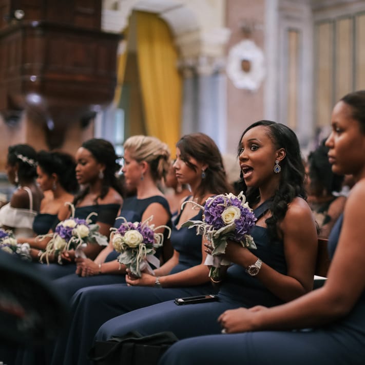 Midnight blue bridesmaid dresses for wedding in Puglia Italy 