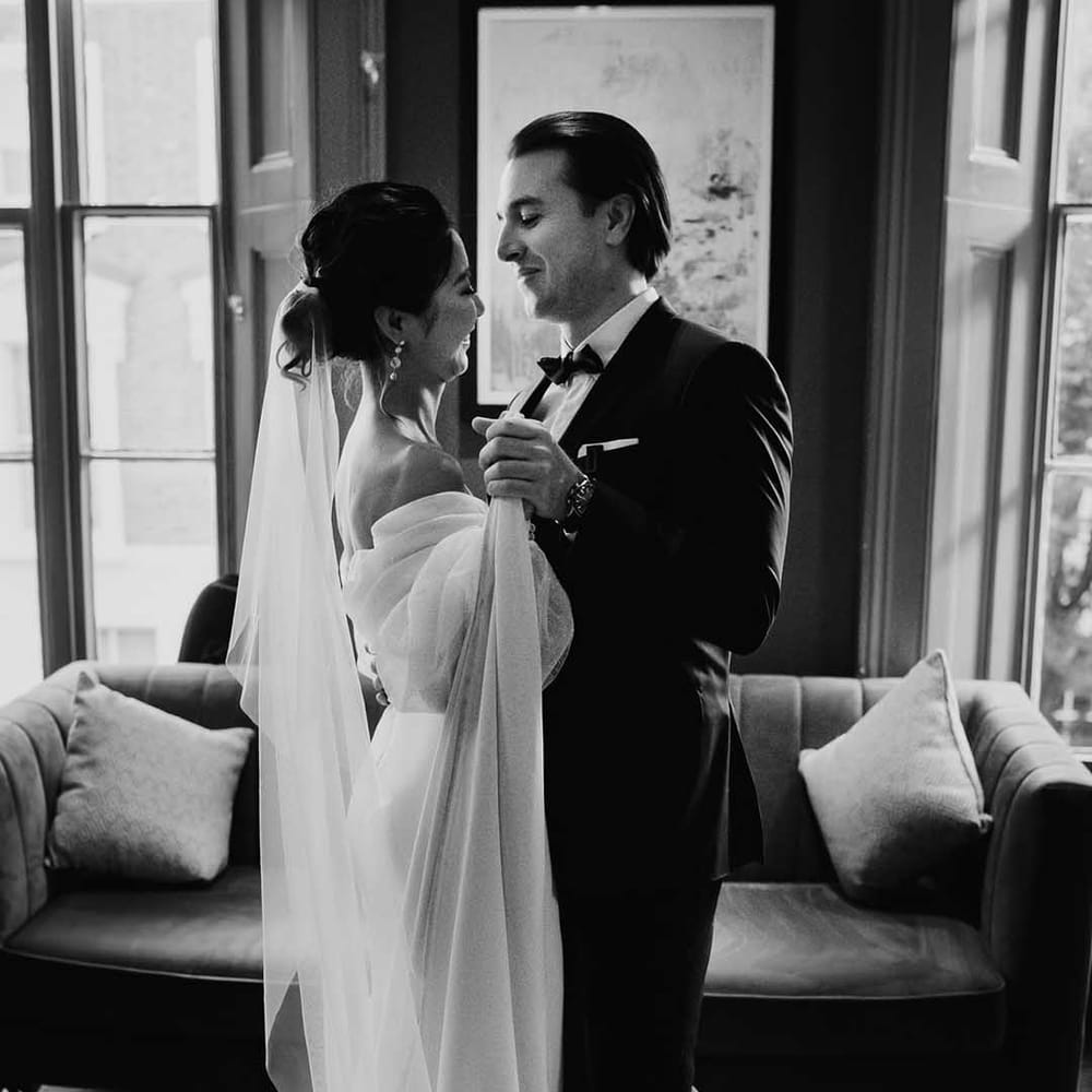 Bride and Groom dancing elegantly in Town Hall wedding 