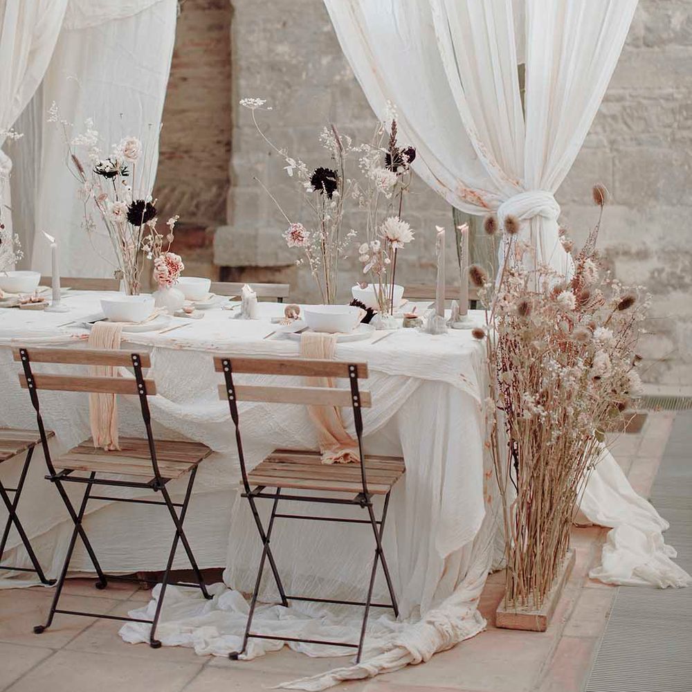 tall dried flower stem wedding reception table centrepiece decor and end table display 