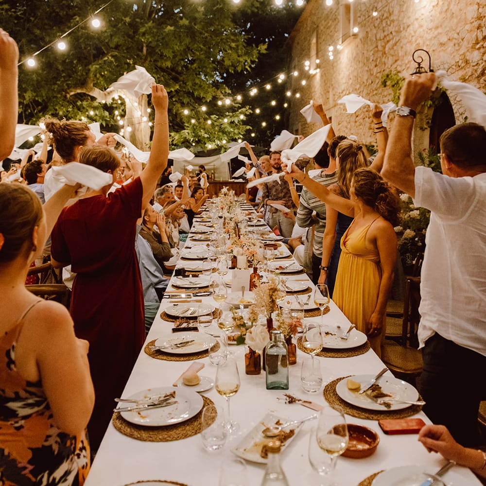 Guests celebrate the wedding of Danielle and Mario