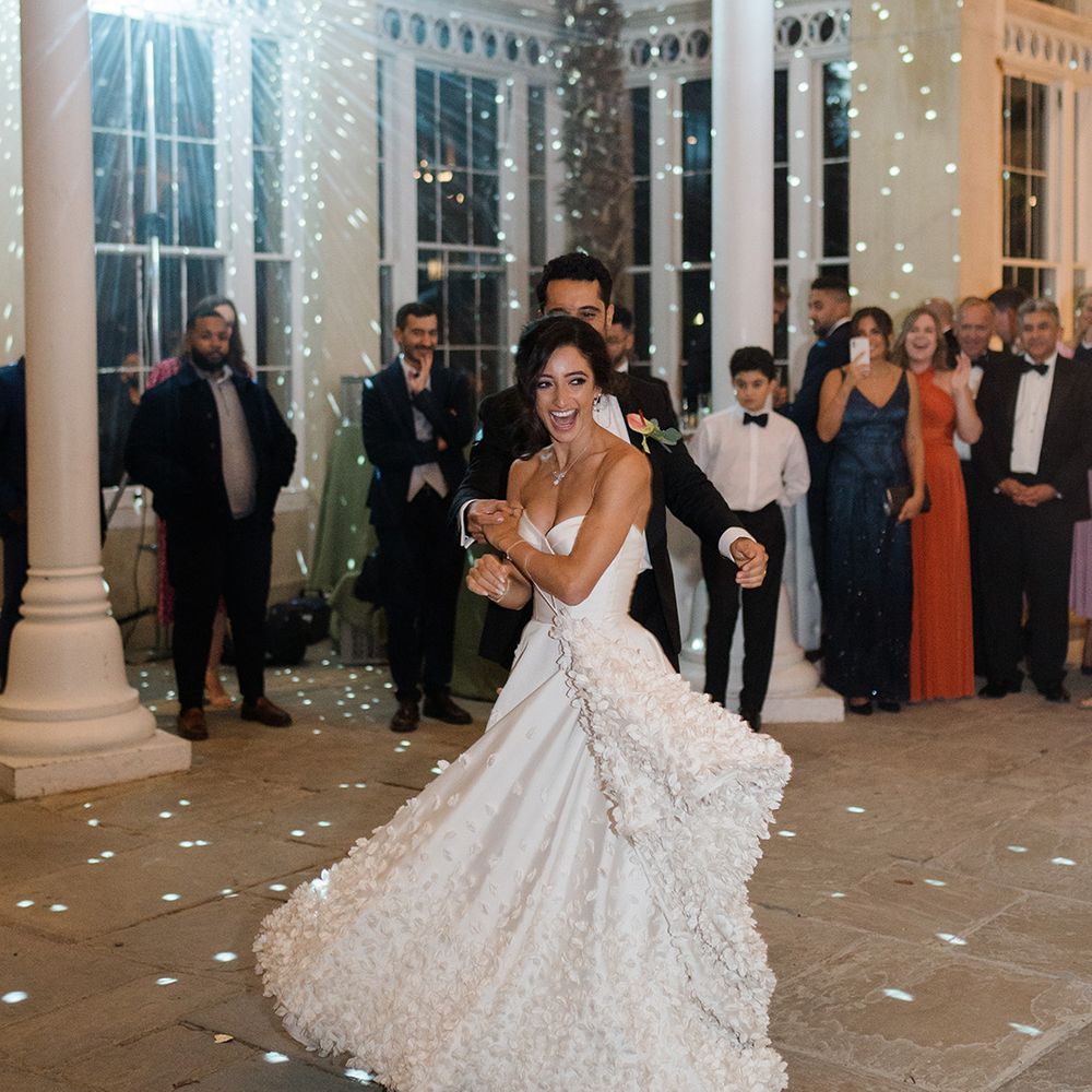 Bride & groom during first dance at Syon Park 