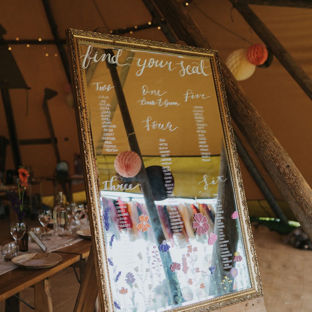 Mirror wedding signage with gold frame for DIY wedding 