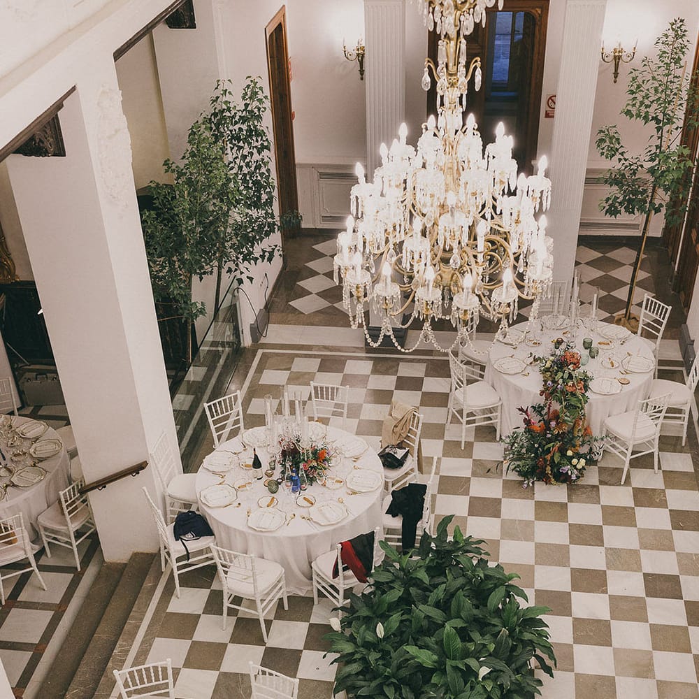 elegant wedding reception at Carmen de los Martires, Spanish wedding venue 