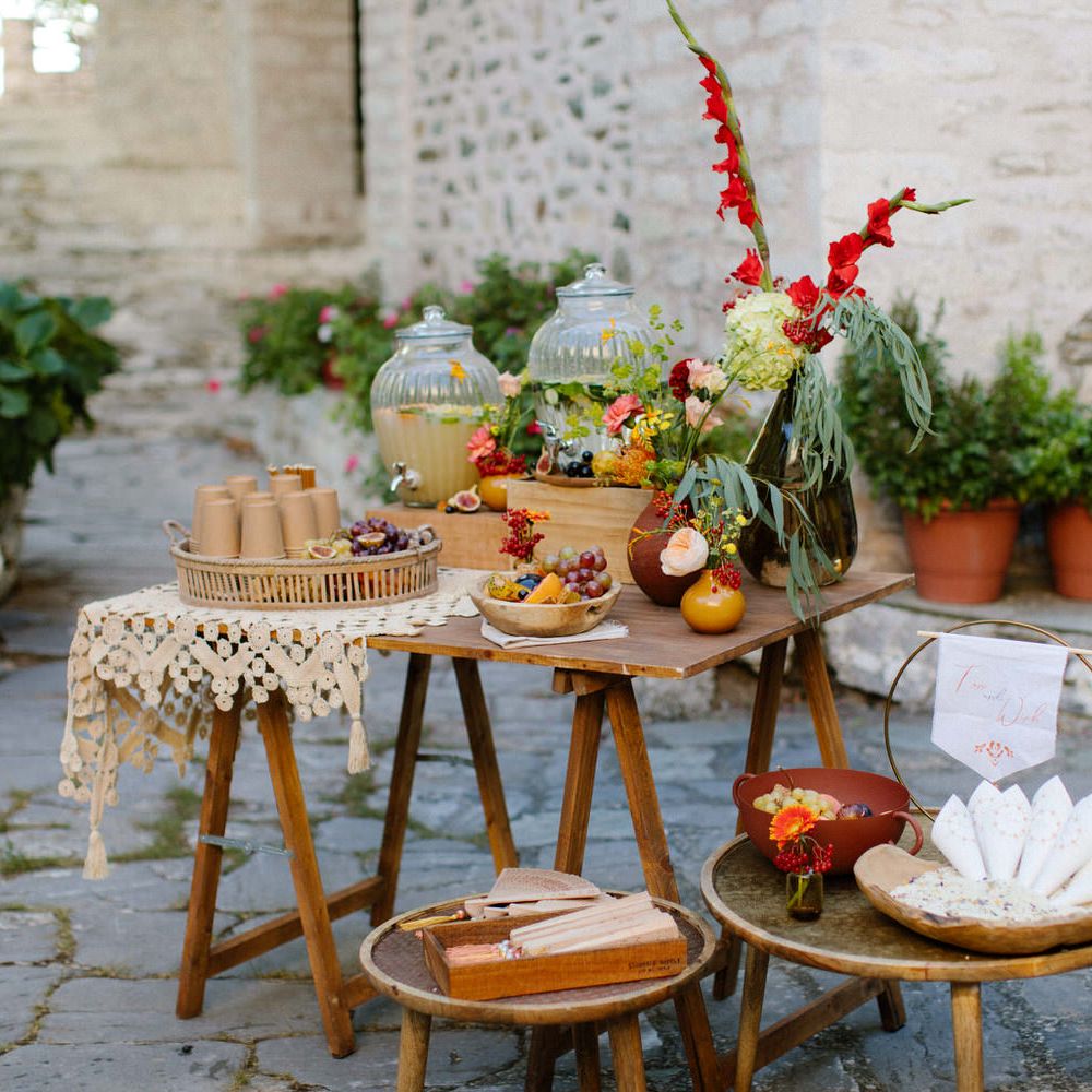 Grazing tables of fruit and local produce were dotted around the reception and ceremony for guests to enjoy
