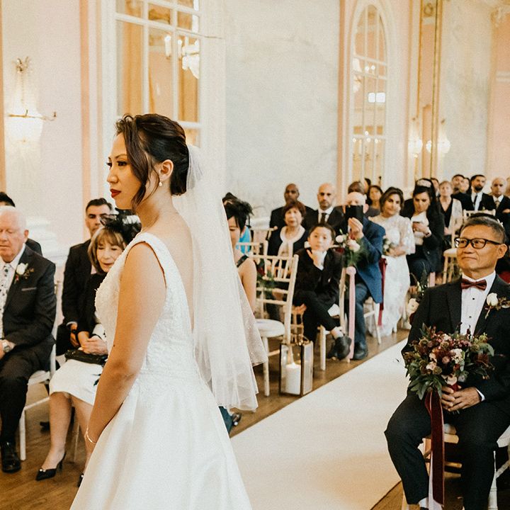 Bride and groom at luxe wedding at Danesfield House