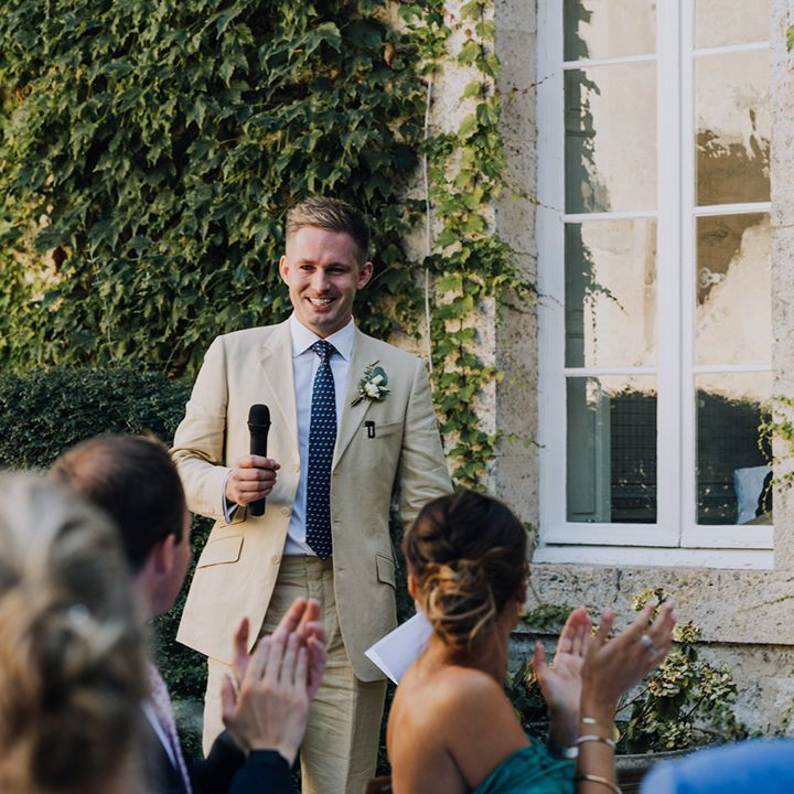 best man wedding speech at Château de Malliac destination wedding 