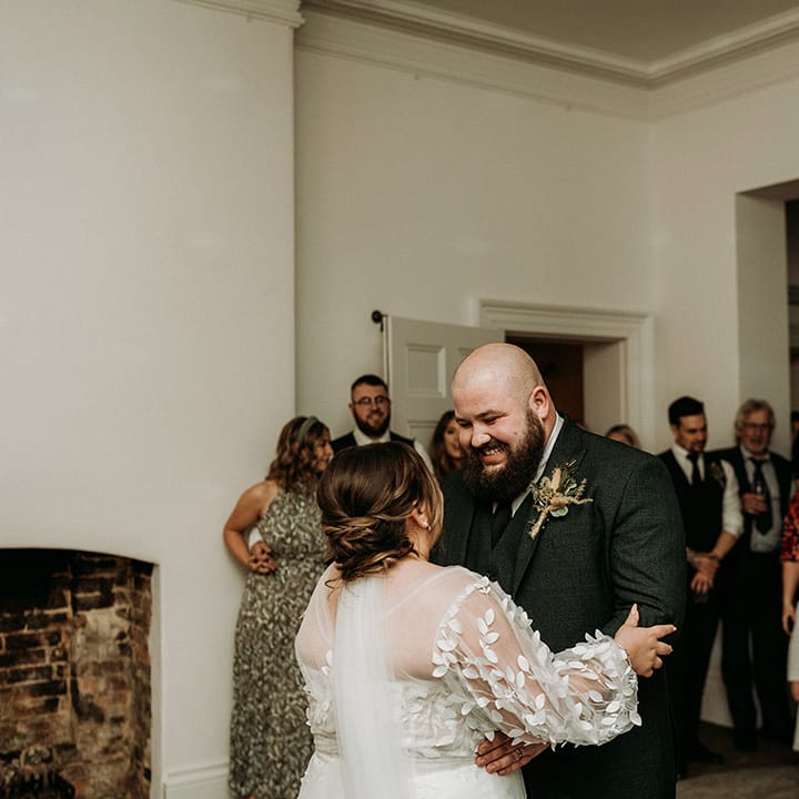 The bride and groom share their first dance together at Aswarby Rectory 