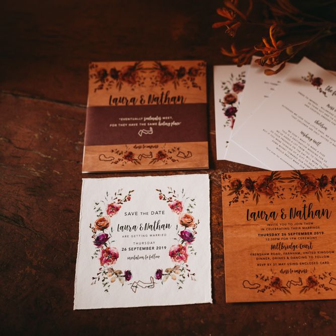 Rustic wedding stationery suite