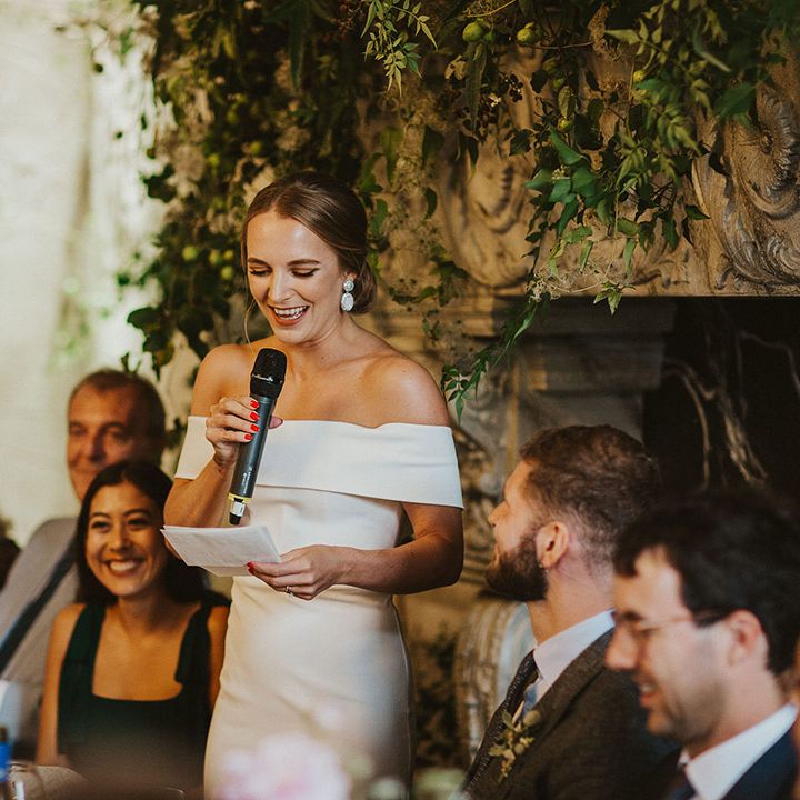 Bride makes a speech on her wedding day