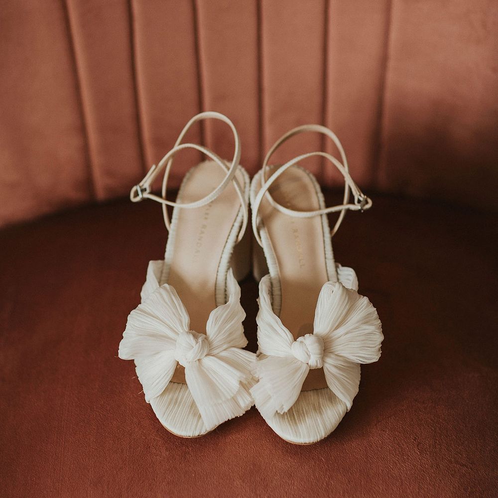 Loeffler Randall plissé-organza wedding shoes with bow detail 