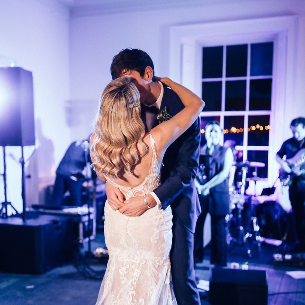 The bride and groom have their first dance at Aswarby Rectory wedding venue 