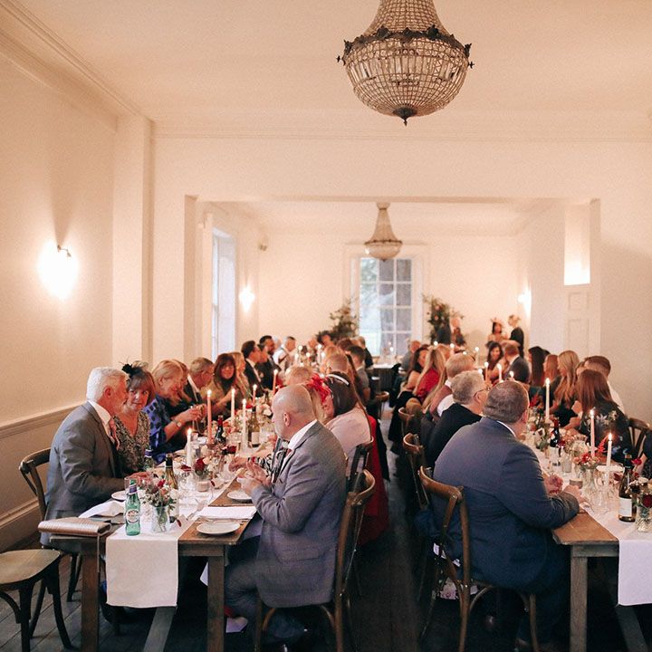 Wedding breakfast serving roast dinner for festive Christmas wedding 