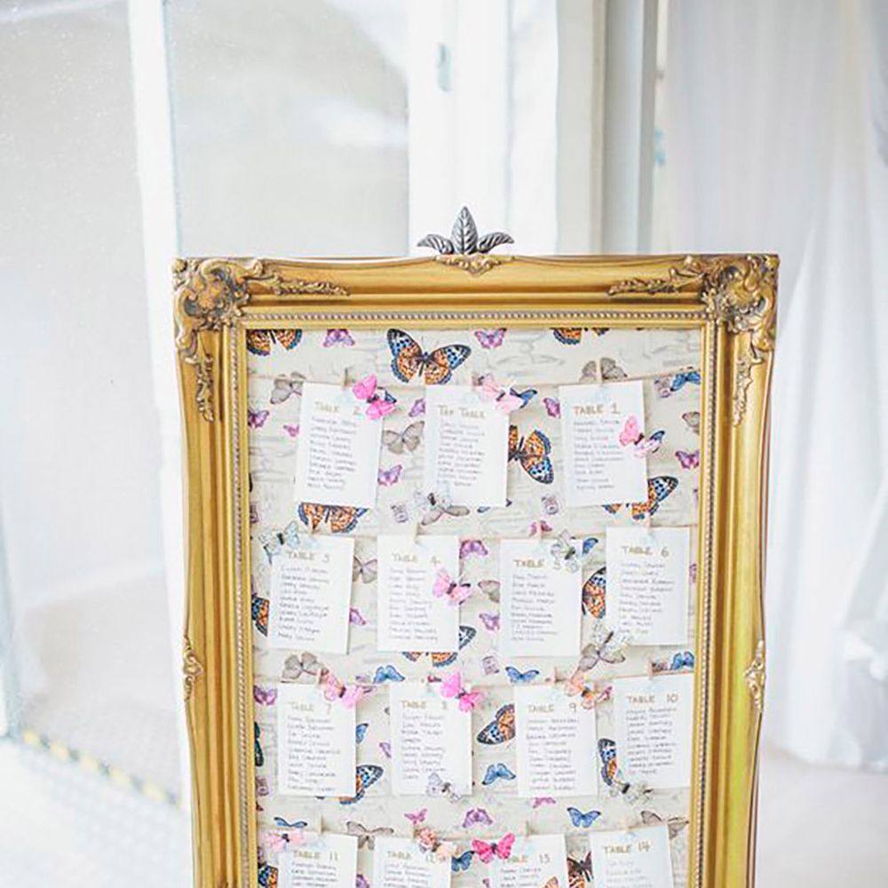Butterfly-themed wedding seating chart by Sarah Jane Ethan Photography