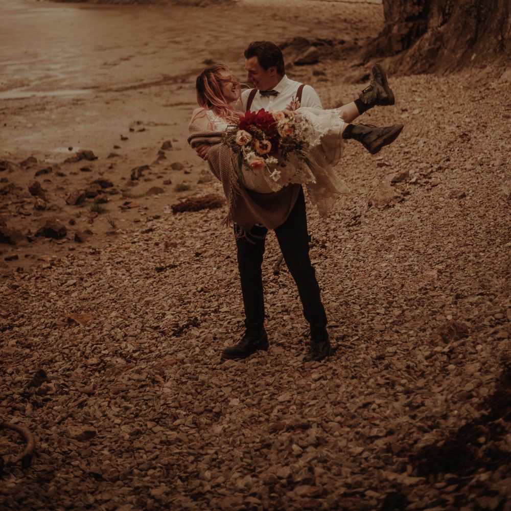 Beach elopement in the Lake District by Esme Whiteside Photography