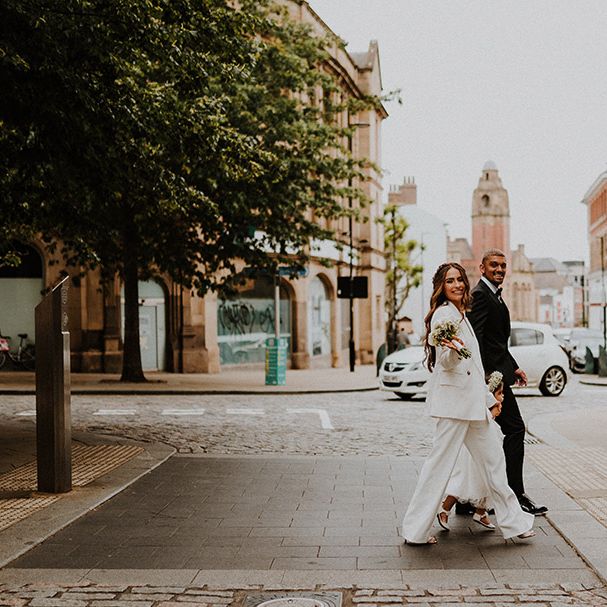 Family wedding portraits for intimate Sheffield registry office wedding 