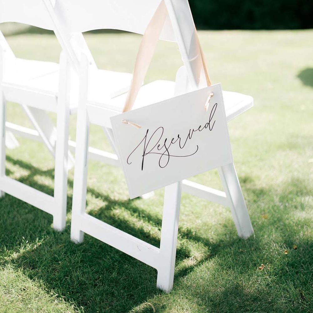 Reserved wedding chair sign 