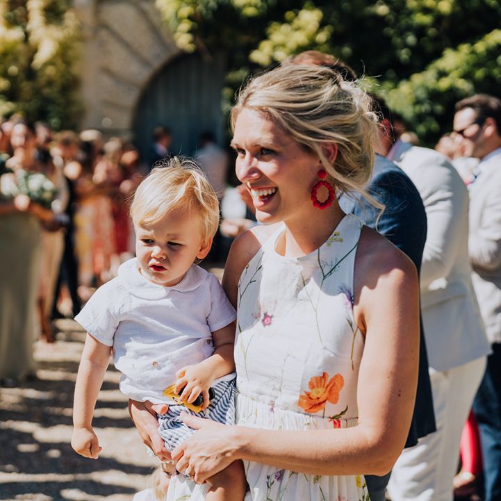 floral wedding guest dress at French destination wedding 