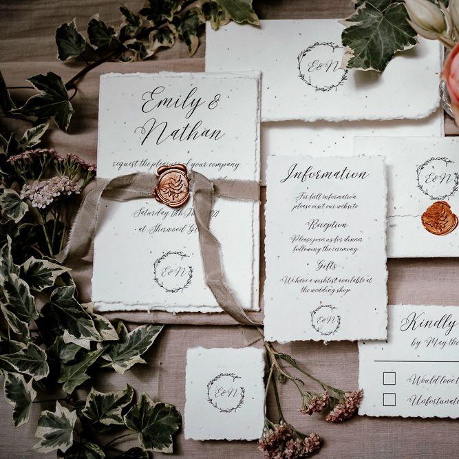 Recycled paper wedding stationery for sustainable wedding