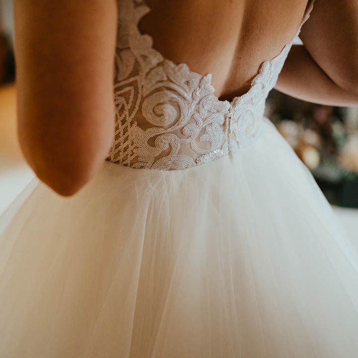 Blush by Hayley Paige wedding dress with sequinned top and tulle princess skirt 