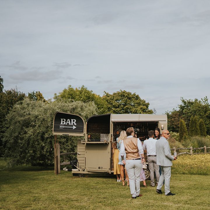 Outdoor bar truck for DIY wedding at Burrow Farm Gardens 